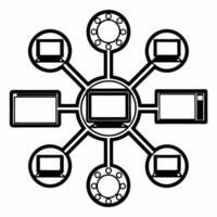 Flat Glowing Abstract Acquisition with Digital Connectivity Symbols Clean vector