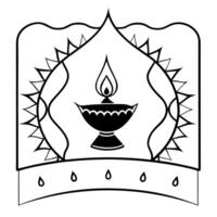 Flat Glowing abstract art of a digital lamp with Labh Pancham motifs Clean vector