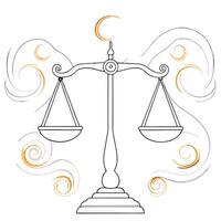 Flat Glowing abstract design of a digital balance with Labh Pancham symbols Clean Set 2 vector