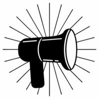 Flat Glowing abstract digital megaphone with rays of light symbolizing voice for Human Rights Day Clean vector
