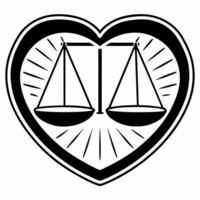Flat Glowing abstract digital scales of justice with human rights symbols symbolizing balance and fairness Clean vector