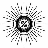 Flat Glowing abstract discount icon with tech lines Clean vector
