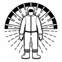 Flat Glowing abstract ice fisherman on a frozen lake with radiant elements Clean vector