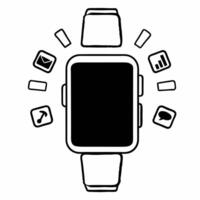 Flat Glowing abstract smartwatch with floating sale notification Clean vector