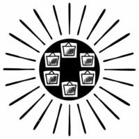 Flat Glowing Abstract Retail Art with Shopping Icons Clean vector