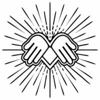 Flat Glowing digital hands forming a heart representing unity for Human Rights Day Clean vector