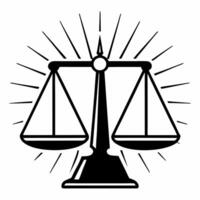 Flat Glowing digital scales of justice with abstract background symbolizing equality and law Clean vector