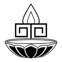 Flat Glowing Diwali diya with a traditional Swastik symbol isolated on a white background Clean vector