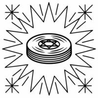 Flat Glowing Hanukkah gelt floating in abstract digital space Clean vector
