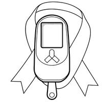 Flat Glowing holographic glucose meter with blue ribbon on white background Clean Set 2 vector