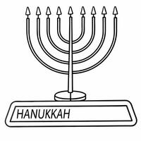 Flat Glowing menorah with abstract glowing Hebrew letters digital background Clean vector