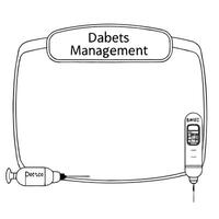 Flat Glucose meter and insulin syringe border frame with Diabetes Management text Clean vector