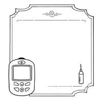 Flat Glucose meter and blood sugar logbook border frame with Track Your Diabetes text Clean vector