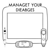 Flat Glucose test strip and lancet border frame with Manage Your Diabetes text Clean vector