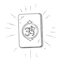 Flat Holographic calculator with Labh Pancham symbol and copy space concept as A floating holographic calculator displaying the Labh Pancham symbol on its glossy surface isolated a Squre vector