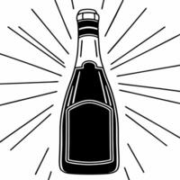Flat Holographic Champagne Bottle concept as Close up of a holographic champagne bottle with a glowing label set against a plain white background with copy space Camera emphasizes Squre vector