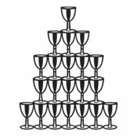 Flat Holographic Champagne Flute Tower concept as Medium shot of a holographic champagne flute tower with glowing glasses set against a plain white background with copy space Came Squre Set 2 vector