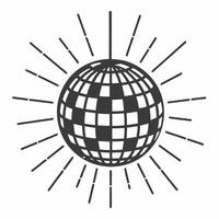 Flat Holographic Disco Ball concept as Close up of a holographic disco ball emitting glowing light beams against a plain white background with copy space Camera captures the mesme Squre Set 2 vector