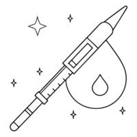Flat Holographic insulin pen and blood drop icon with copy space concept as A futuristic and glossy photo featuring a holographic insulin pen and a blood drop icon both isolated on Squre Set 2 vector