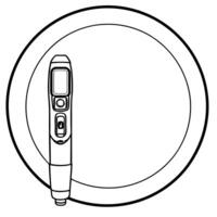 Flat Holographic insulin pen and blue circle with copy space concept as A futuristic image featuring a holographic insulin pen and a blue circle both isolated on a white background Squre Set 2 vector