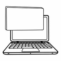 Flat Holographic Laptop with Promotion Banner concept as A modern laptop displayed on a glossy white background with a holographic promotion banner floating above the screen The d Squre vector