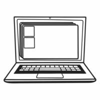 Flat Holographic Laptop with Floating Demand and Payment Icons concept as A laptop displayed on a glossy white surface with holographic demand and payment icons floating above The Squre Set 2 vector
