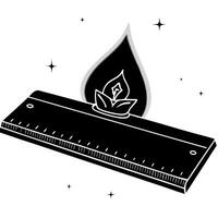 Flat Holographic ruler with Labh Pancham symbol and copy space concept as A sleek holographic ruler floating mid air with the Labh Pancham symbol engraved on its glossy surface iso Squre Set 2 vector