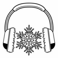 Flat Holographic snowflake and glowing earmuffs with copy space concept as A floating pair of glowing earmuffs sits next to a holographic snowflake isolated on a white background Squre vector