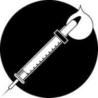 Flat Hovering insulin pen and syringe with blue circle concept as A sleek and modern featuring an insulin pen and syringe hovering together in mid air with the blue circle s Squre vector