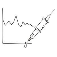 Flat Hovering insulin syringe and blood glucose chart concept as A sleek design featuring an insulin syringe and a blood glucose chart floating together isolated on a white backgro Squre vector