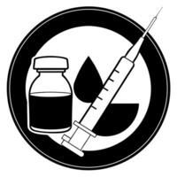Flat Insulin vial and syringe floating with blue circle concept as A clean and symbolic design featuring an insulin vial and syringe floating together with the blue circle symbol i Squre vector