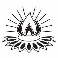 Flat Isolated Abstract Rangoli and Flame concept as A illustration featuring a simple Rangoli design paired with an abstract flame element both isolated on a white backgroun Squre vector