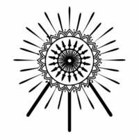 Flat Isolated Abstract Sparklers and Mandala concept as A design featuring abstract sparklers intertwined with a traditional mandala both elements isolated on a white backgr Squre vector