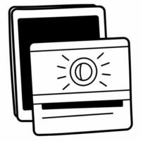 Flat Isolated credit card with a glowing discount icon for Cyber Monday concept as A futuristic credit card with a glowing discount icon placed against a clean white background Th Squre vector