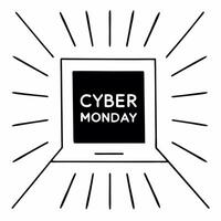 Flat Isolated Cyber Monday glowing banner with sale details concept as A glowing Cyber Monday banner with floating sale details isolated on a white background The modern minimalis Squre vector