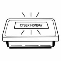 Flat Isolated Cyber Monday sale clock with glowing countdown timer concept as A futuristic glowing sale clock with a Cyber Monday countdown timer isolated on a white background Th Squre vector