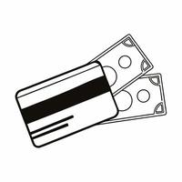 Flat Isolated Credit Card and Dollar Bills concept as A modern featuring a credit card and a stack of dollar bills isolated on a white background The design highlights spen Squre vector