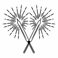 Flat Isolated Cultural Symbols with Sparklers concept as A illustration of traditional cultural symbols paired with glowing sparklers isolated on a white background The des Squre vector