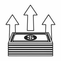 Flat Isolated Dollar Bills and Profit Arrows concept as A illustration of a stack of dollar bills with upward pointing profit arrows isolated on a white background The desi Squre vector