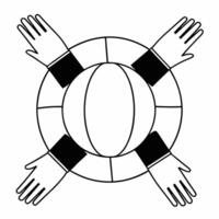 Flat Isolated globe with raised hands symbolizing global unity for Human Rights Day concept as A of a globe surrounded by raised hands isolated on a white background The de Squre vector