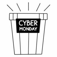 Flat Isolated glowing gift box with Cyber Monday discount sign concept as A floating gift box with a glowing Cyber Monday discount sign isolated on a white background The design i Squre vector