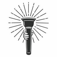 Flat Isolated hand holding a glowing torch symbolizing hope and rights for Human Rights Day concept as A of a hand holding a glowing torch isolated on a white background sym Squre vector