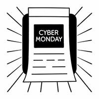Flat Isolated glowing shopping list with Cyber Monday sale prices concept as A floating glowing shopping list with Cyber Monday sale prices isolated on a white background The desi Squre vector