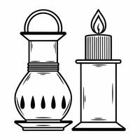 Flat Isolated Hanukkah oil jug and candle combination on white background concept as A Hanukkah oil jug and candle placed together isolated on a white background This element is g Squre vector