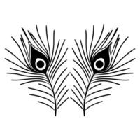 Flat Isolated Peacock Feather and Sparklers concept as A illustration featuring a colorful peacock feather paired with sparkling lines both elements isolated on a white back Squre vector