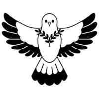 Flat Isolated peace dove with olive branch symbolizing peace for Human Rights Day concept as A of a peace dove holding an olive branch isolated on a white background Squre vector