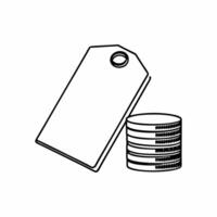 Flat Isolated Price Tag and Coin Stack concept as A minimalist design featuring a price tag and a stack of coins isolated on a white background The design emphasizes Squre vector