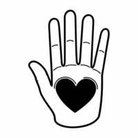 Flat Isolated raised hand with heart inside symbolizing compassion and support for Human Rights Day concept as A of a raised hand with a heart inside the palm isolated on a Squre vector