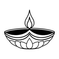 Flat Isolated Rangoli and Diya concept as A illustration of a simple Rangoli design paired with a traditional Diya lamp isolated on a white background The abstract e Squre vector