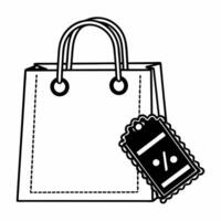 Flat Isolated Shopping Bag and Coupon Tag concept as A minimalist featuring a shopping bag paired with a coupon tag both isolated on a white background The design highlight Squre vector